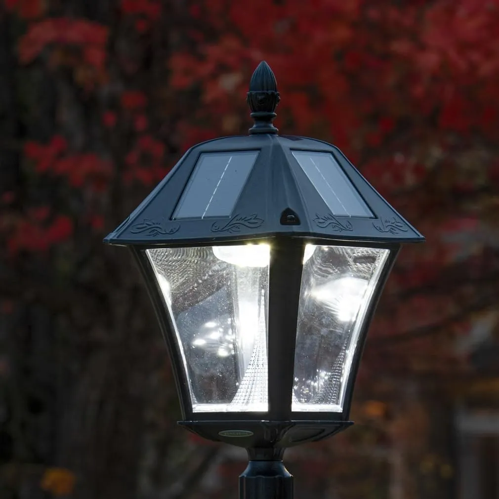 Gama Sonic GS-105FPW-BW Baytown II, Outdoor Solar Light and 3" Pole Pier & Wall Mount Kits, Lamp Only, Bright White LED, Black