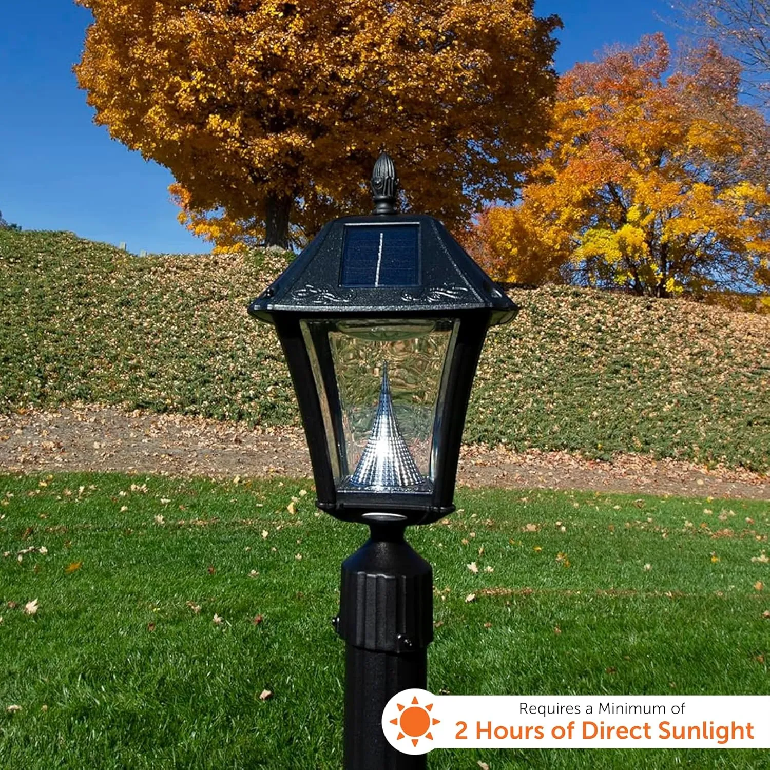 Gama Sonic GS-105FPW-BW Baytown II, Outdoor Solar Light and 3" Pole Pier & Wall Mount Kits, Lamp Only, Bright White LED, Black