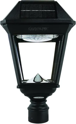 Gama Sonic Imperial III Solar Post Light, Black Aluminum and Glass, Outdoor Lamp, 300 Lumen Dual Color Temperature, 3-inch Fitter for Lamp Posts or Pier Mount (Sold Separately) 97K012