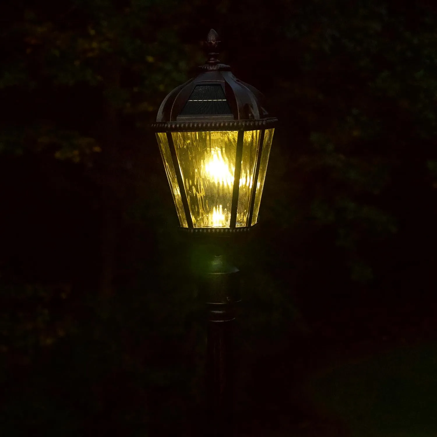 Gama Sonic Outdoor Solar Post Light, Brushed Bronze Finish Aluminum, Royal Bulb, Clear Rain Glass, 3-inch Fitter for Lamp Posts 98B112 (Upgraded Panel and Battery)