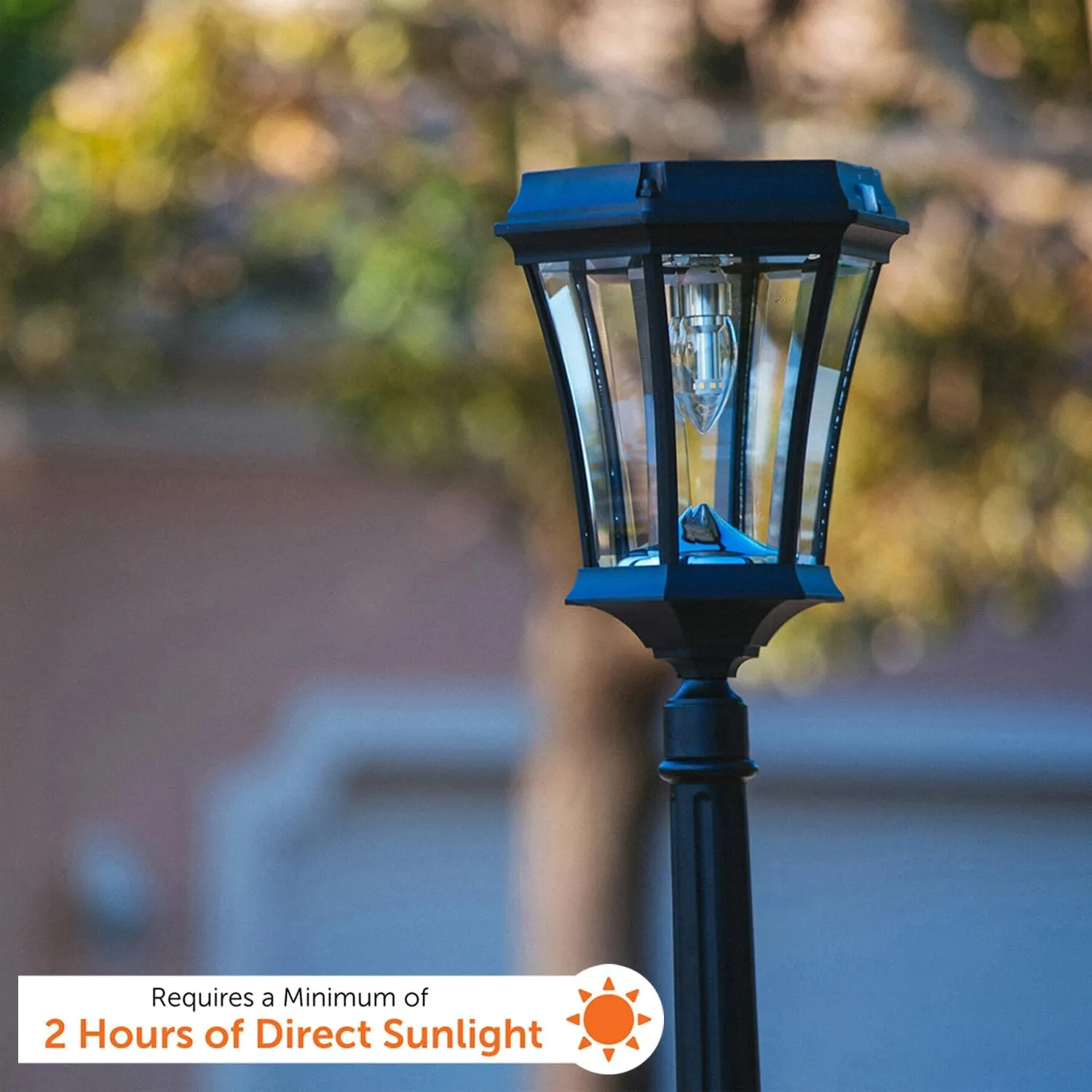 GAMA Sonic Solar Outdoor Post Light, Victorian Bulb, Black Aluminum, 1-Light with 3 Mounting Options, 3-inch Fitter for Lamp Posts, Flat Mount for Column Lights and Wall Sconce Mount (94B033)