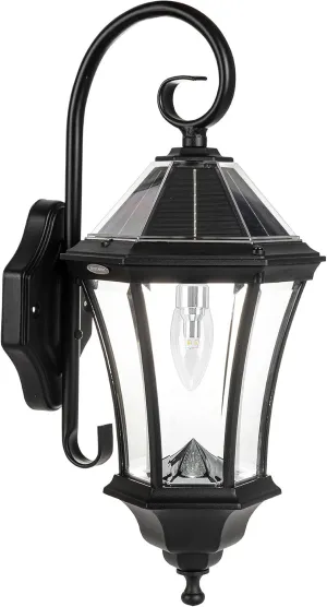 Gama Sonic Victorian Solar Wall Light, Outdoor Solar Lamp, Cast Aluminum Sconce, 150 Lumens Warm White LED, Black (94BM50010)