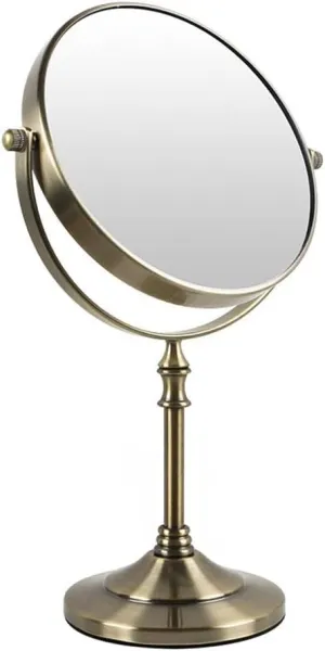 GaRcan Compact Vanity Mirror Desktop Makeup Mirror Green Bronze Desktop Double-Sided Metal Mirror 360-degree Rotating Bedroom Desktop Mirror Salon Hairdressing Mirror (Color : A
