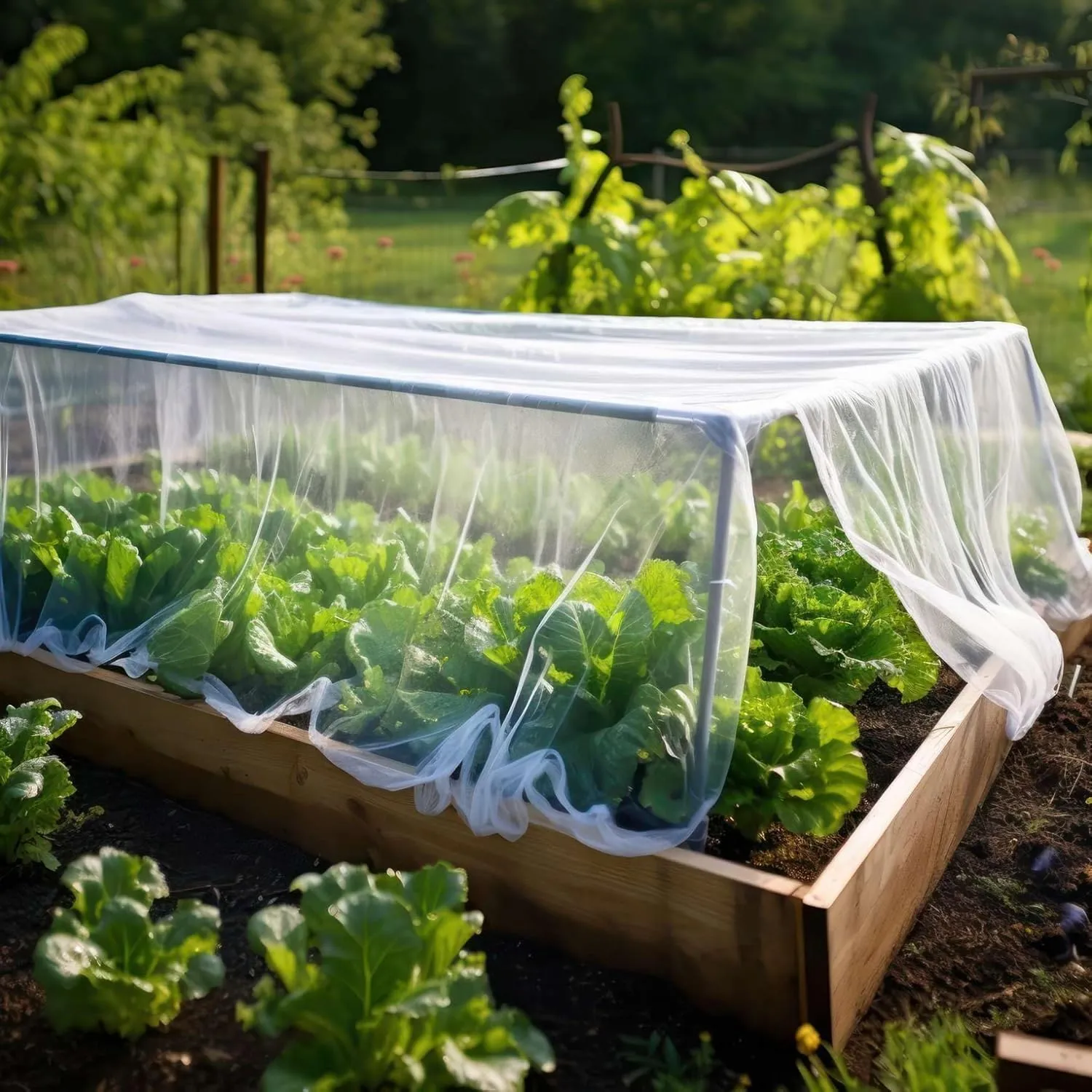 Garden Netting for Bird, Insect and Bug Cover 10x20FT 2 Pack | Multiple Size White Mesh Fabric Mosquito Net for Fruit & Vegetable Protection | Agricultural Strawberry, Blackberry & Berry Plant Barrier