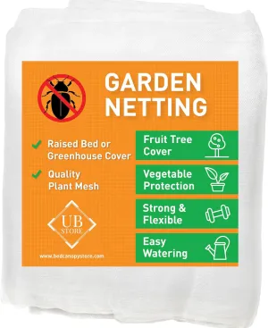 Garden Netting for Bird, Insect and Bug Cover 10x20FT 2 Pack | Multiple Size White Mesh Fabric Mosquito Net for Fruit & Vegetable Protection | Agricultural Strawberry, Blackberry & Berry Plant Barrier