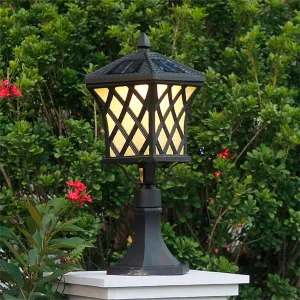 Garden Solar Powered Outdoor Post Lights Farmhouse Rustic Pole Lights with Pier Mount Base, Solar Black Post Cap Lights High Brightness LED Lighting for Fence Deck Patio Posts