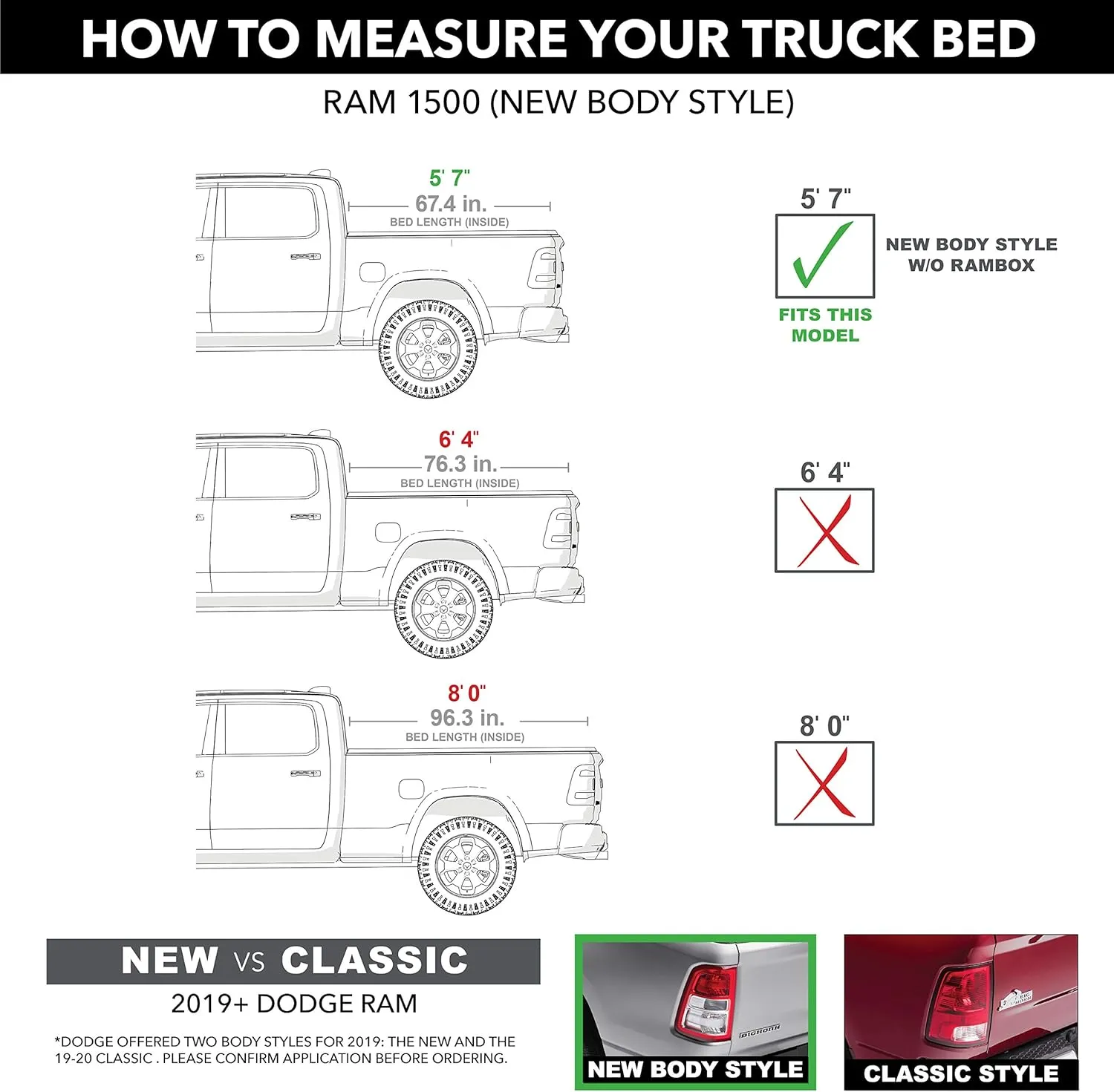 Gator FX Hard Quad-Fold Truck Bed Tonneau Cover | 8828227 | Fits 2019 - 2025 Dodge Ram 1500 w/o RamBox, Does Not Fit w/ Multi-Function (Split) Tailgate 5' 7" Bed (67.4")