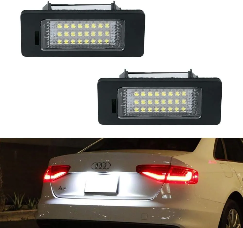 Gempro License Plate Light, 2Pcs LED License Plate Tag Lamp Assembly For Audi A1 A4 A5 A6 A7 S5 Q5 RS5 TT TTRS, Powered by 24SMD Xenon White LED Lights