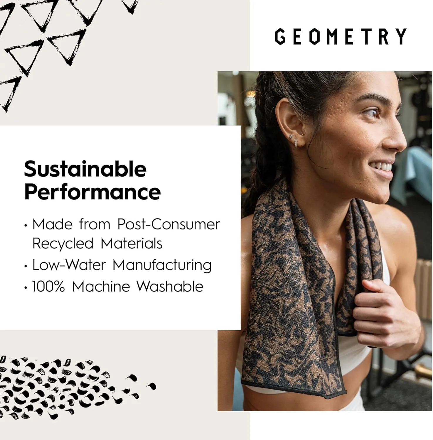 GEOMETRY Double-Sided Gym Towel for Working Out - Compact & Quick Dry, Super Absorbent Microfiber Sweat Towel - Premium Microfiber for Gym - Zig, 16" x 30", 1 Piece
