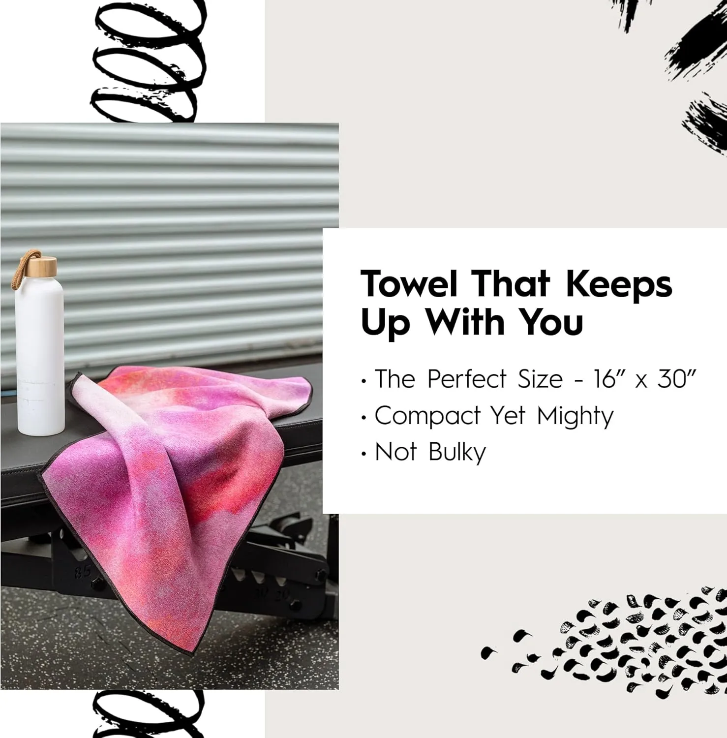 GEOMETRY Double-Sided Gym Towel for Working Out - Compact & Quick Dry, Super Absorbent Microfiber Sweat Towel - Premium Microfiber for Gym - Zig, 16" x 30", 1 Piece