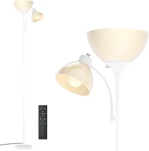 GERGO Led Floor Lamp, Super Bright 11W 7W 2100LM Torchiere Floor Lamps for Living Room, Stepless Adjustable 3000K-6000K Temperatures with Remote Control for Bedroom (White)