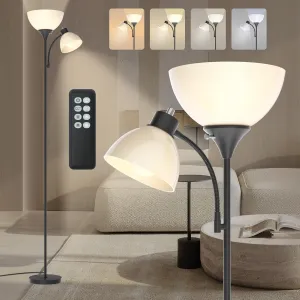 GERGO Led Floor Lamp, Super Bright 11W 7W 2100LM Torchiere Floor Lamps for Living Room, Stepless Adjustable 4 Color Temperatures 3000K-6000K with Remote Control for Bedroom (Matte Black)