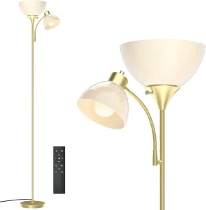 GERGO Led Floor Lamp, Super Bright 11W 7W 2100LM Torchiere Floor Lamps for Living Room, Stepless Adjustable 4 Color Temperatures 3000K-6000K with Remote Control for Bedroom(Golden)