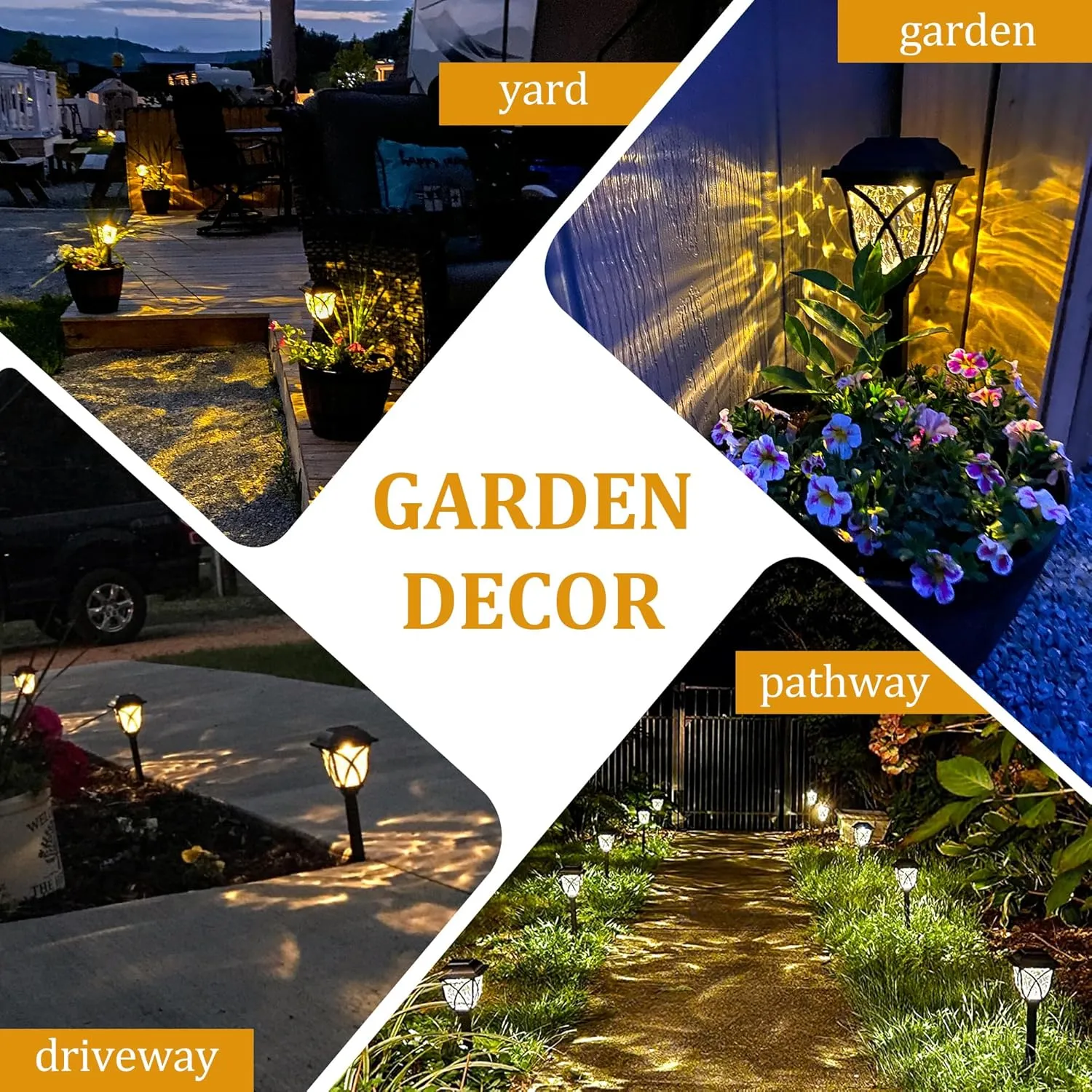 GIGALUMI Solar Lights Outdoor Waterproof, 8 Pack LED Solar Garden Lights, Outdoor Decorations, Garden Decor for Yard, Patio, Landscape, Planter, Walkway (Warm White)