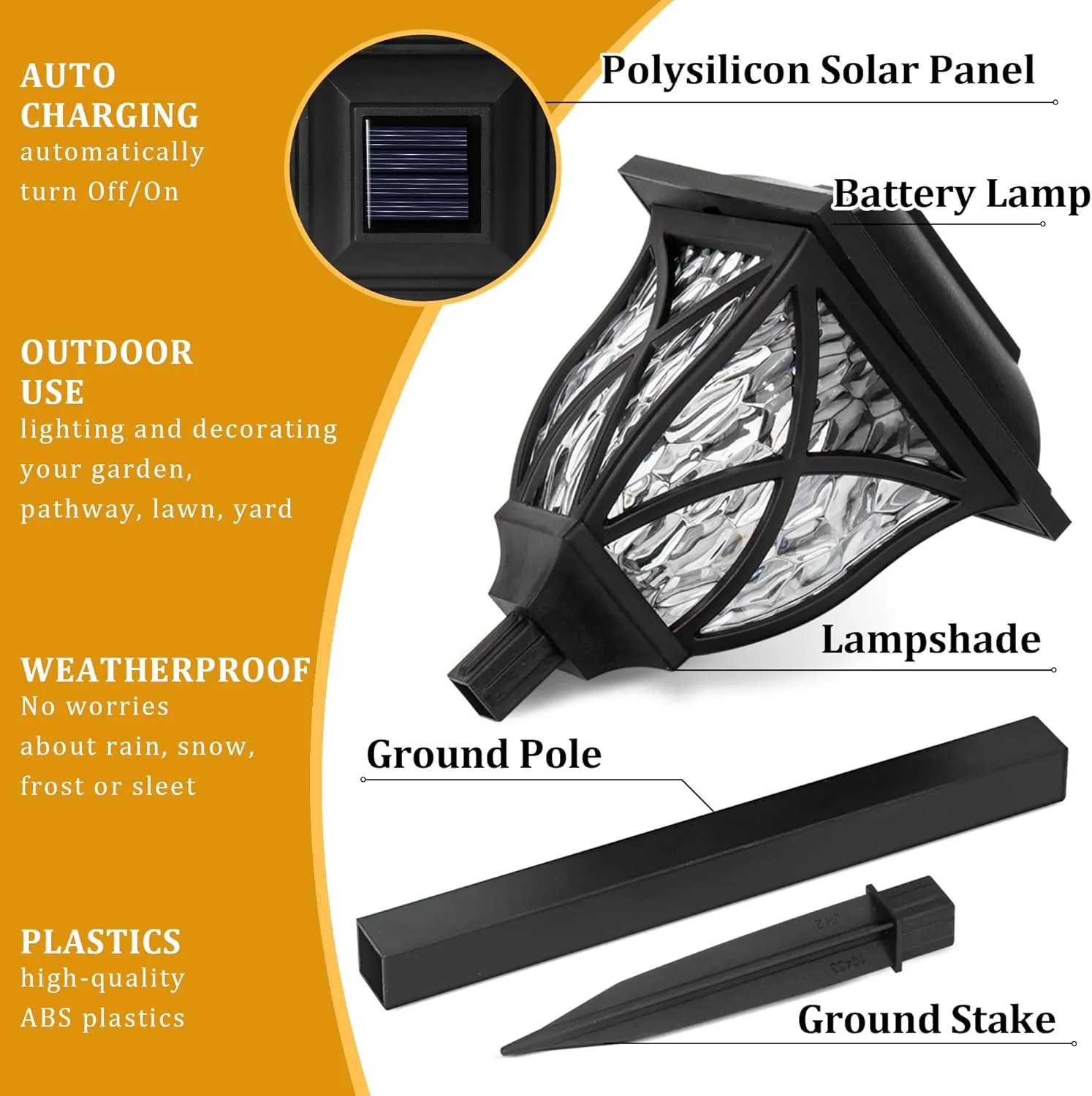 GIGALUMI Solar Lights Outdoor Waterproof, 8 Pack LED Solar Garden Lights, Outdoor Decorations, Garden Decor for Yard, Patio, Landscape, Planter, Walkway (Warm White)