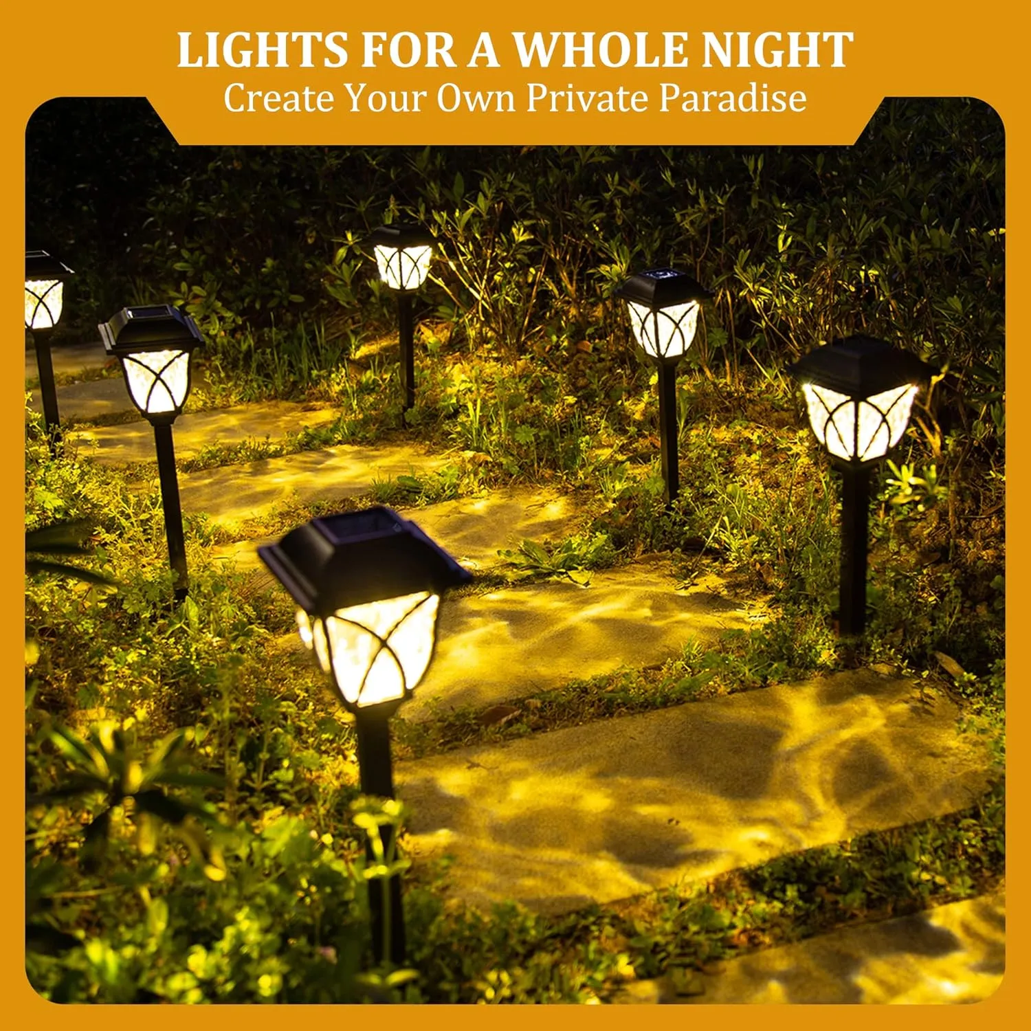 GIGALUMI Solar Lights Outdoor Waterproof, 8 Pack LED Solar Garden Lights, Outdoor Decorations, Garden Decor for Yard, Patio, Landscape, Planter, Walkway (Warm White)