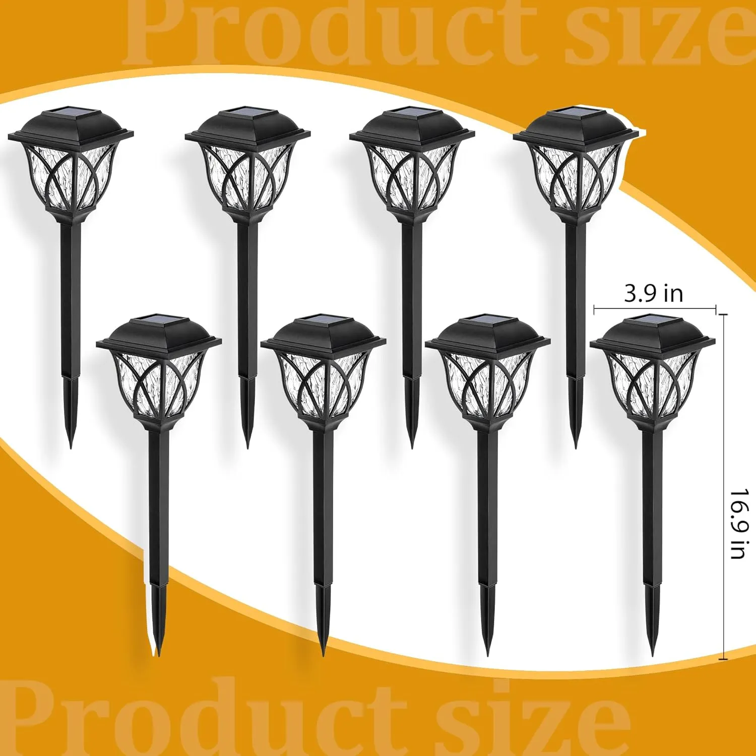 GIGALUMI Solar Lights Outdoor Waterproof, 8 Pack LED Solar Garden Lights, Outdoor Decorations, Garden Decor for Yard, Patio, Landscape, Planter, Walkway (Warm White)