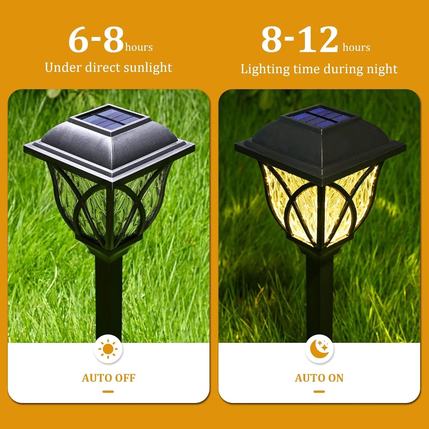 GIGALUMI Solar Lights Outdoor Waterproof, 8 Pack LED Solar Garden Lights, Outdoor Decorations, Garden Decor for Yard, Patio, Landscape, Planter, Walkway (Warm White)