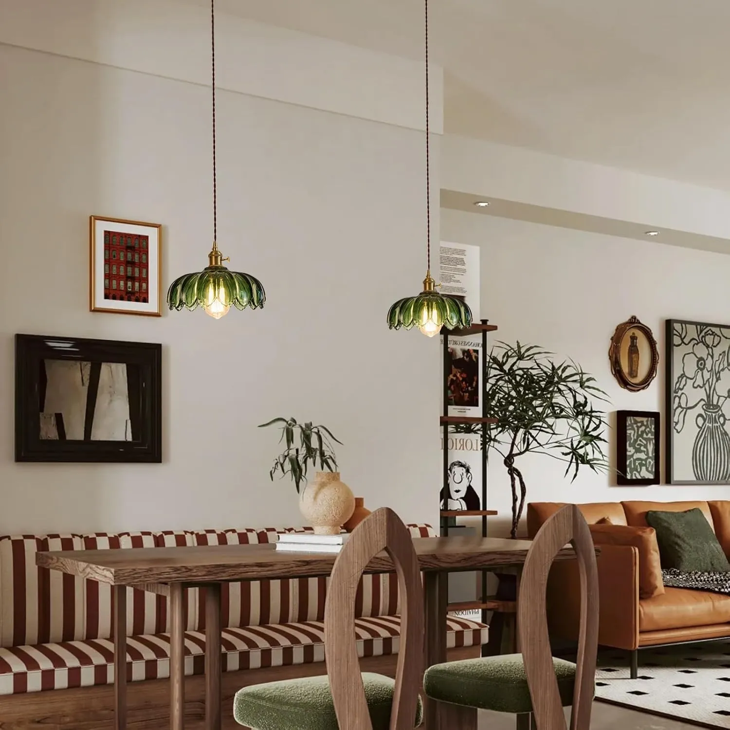 Glass Pendant Light Vintage Light Fixtures, Glass Pendant Lights Kitchen Island, Gold Pendant Light, Modern Chandelier Pendant Shade Green Light Fixture for Bedroom Hotel Dining Room