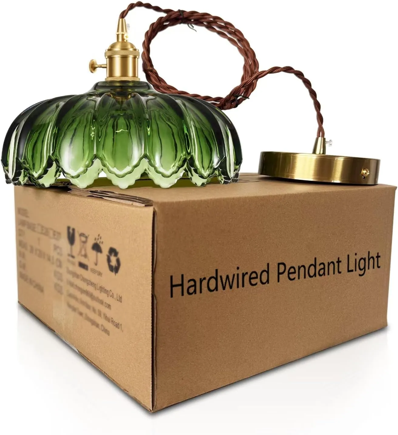 Glass Pendant Light Vintage Light Fixtures, Glass Pendant Lights Kitchen Island, Gold Pendant Light, Modern Chandelier Pendant Shade Green Light Fixture for Bedroom Hotel Dining Room