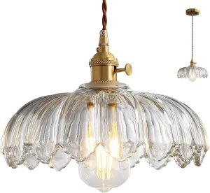 Glass Pendant Lights Kitchen Island Vintage - Modern Glass Pendant Lamp for Dining Room, Bedroom, Ceiling Hanging Fixture