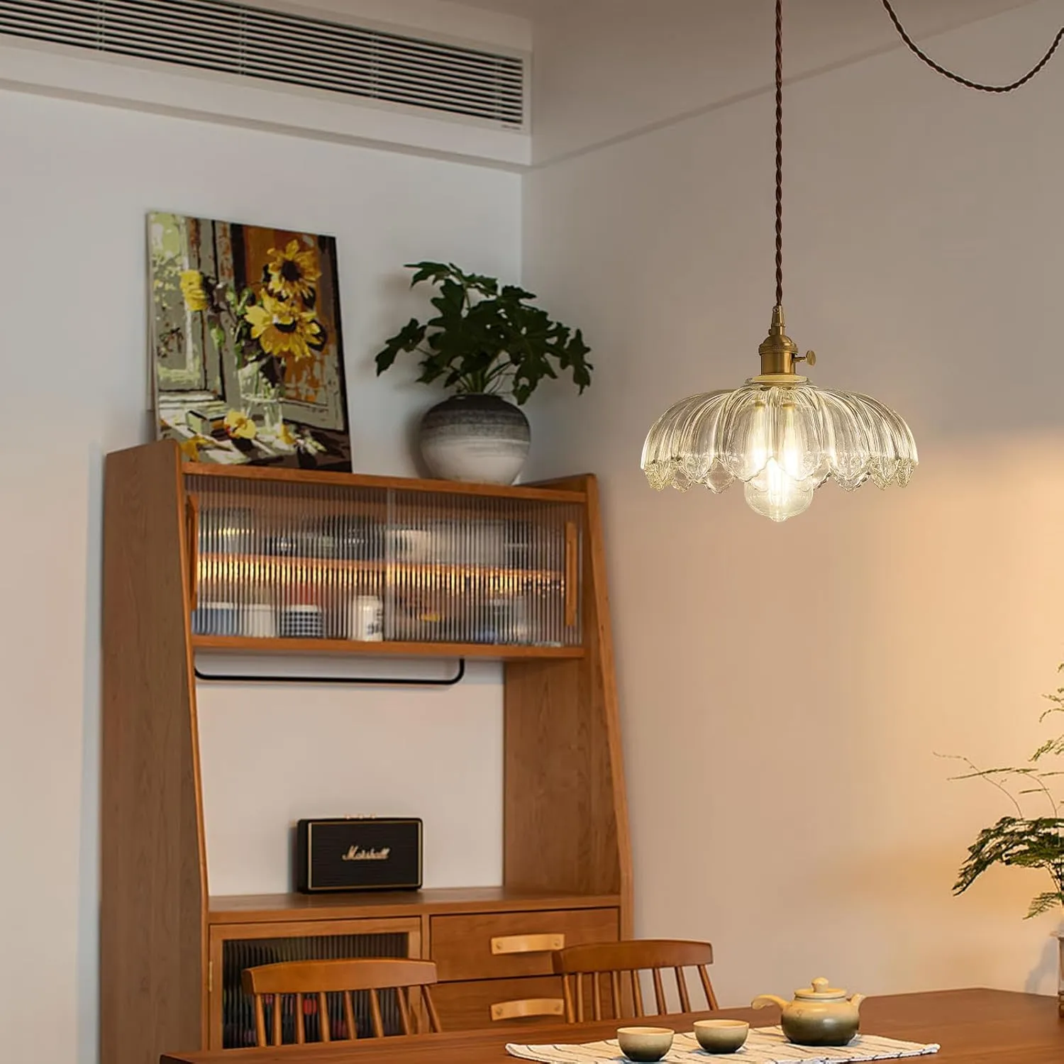 Glass Pendant Lights Kitchen Island Vintage - Modern Glass Pendant Lamp for Dining Room, Bedroom, Ceiling Hanging Fixture