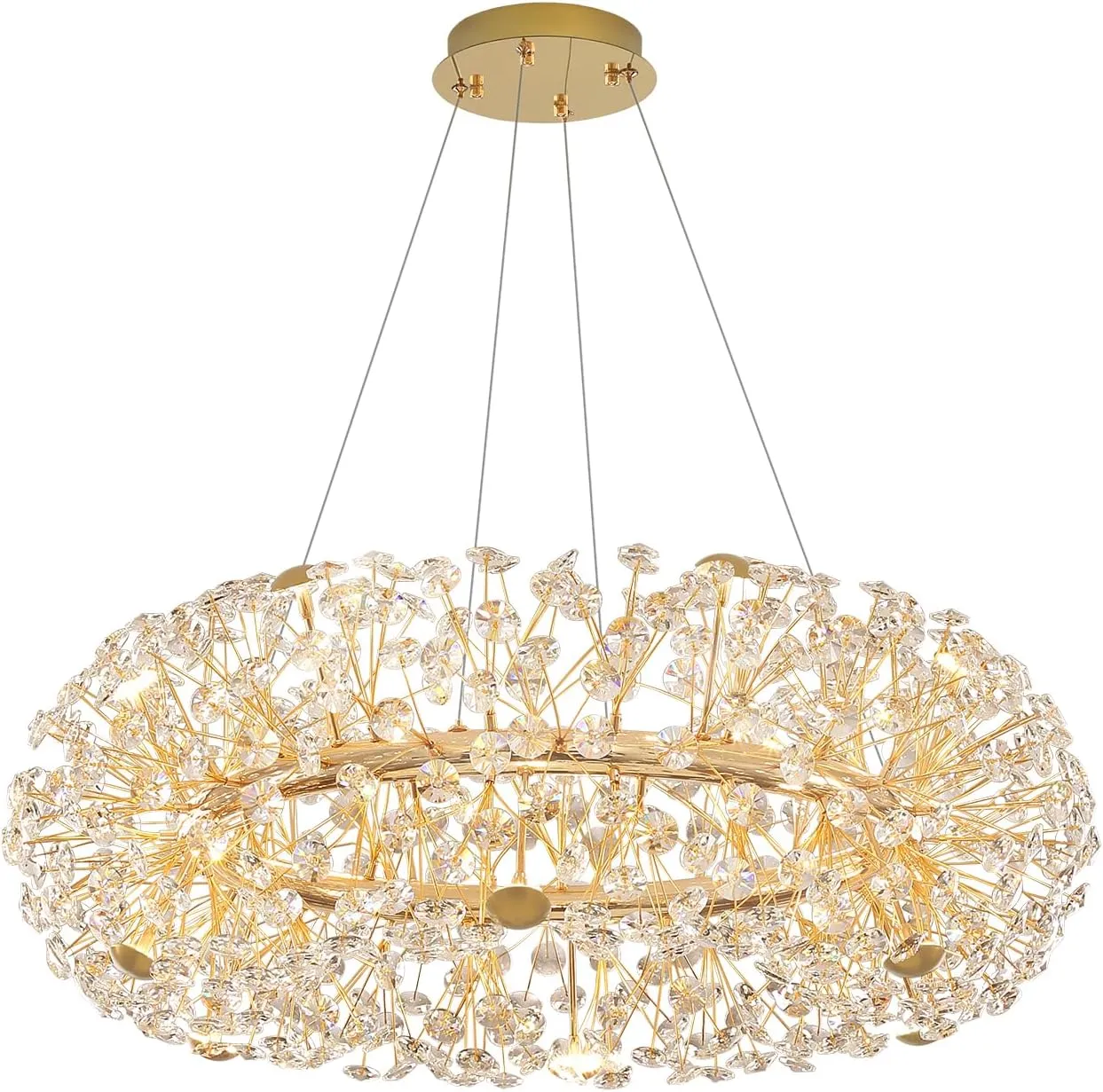 Gold Sputnik Chandelier, 12-Light Mid-Century Modern Chandelier Light Fixture for Foyer, Dining Room, Firework Chandelier for Bedroom, Hallway, Entryway 32 inch Dimmable 2700K-6000K