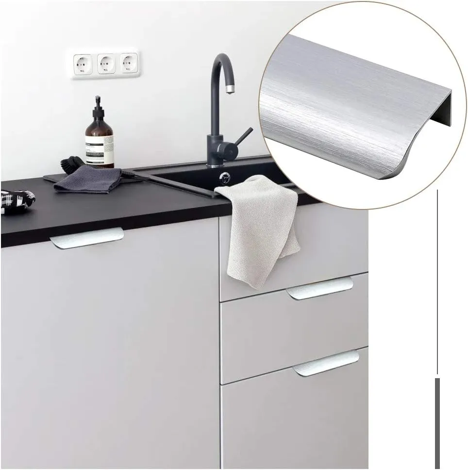 goldenwarm 10 Pack Brushed Nickel Cabinet Pulls 3 Inch Finger Pulls for Cabinets Edge Pulls Silver Kitchen Hardware for Dresser Drawers,Aluminum Alloy