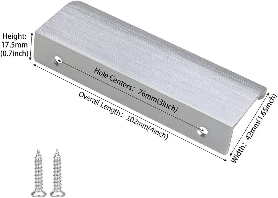goldenwarm 10 Pack Brushed Nickel Cabinet Pulls 3 Inch Finger Pulls for Cabinets Edge Pulls Silver Kitchen Hardware for Dresser Drawers,Aluminum Alloy