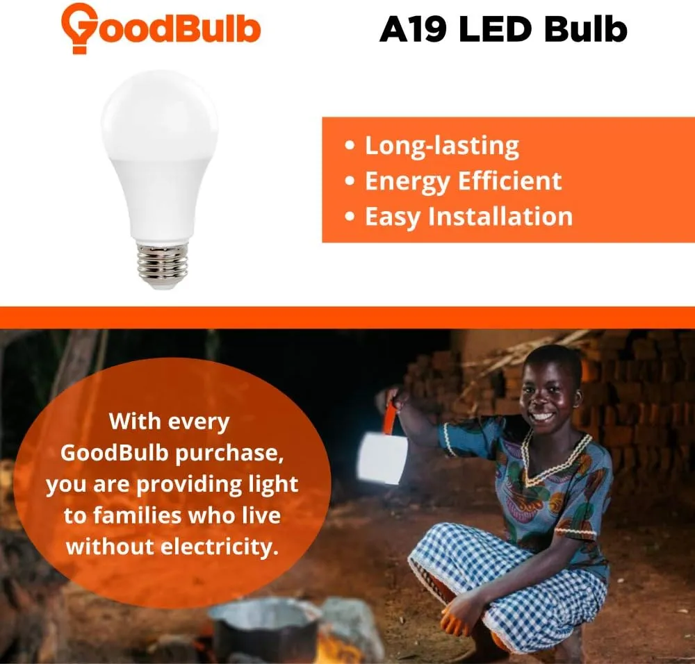 GoodBulb LED A19 Light Bulbs | 9 Watt (60 Watt Equivalent) | E26 Base | Daylight 5000K | EcoSmart Lights | High Output 825 Lumens | 6 Pack