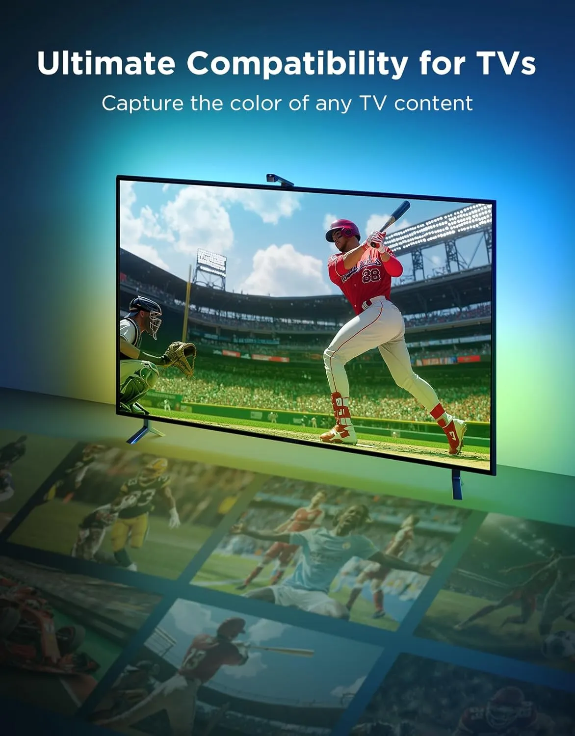 Govee TV Backlight 3 Lite with Fish-Eye Correction Function Sync to 55-65 Inch TVs, 11.8ft RGBICW Wi-Fi LED Strip Lights with Camera, 4 Colors in 1 Lamp Bead, Voice and APP Control, Adapter