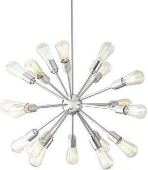 Grayford 18-Light Starburst Brushed Nickel Linear Chandelier Sputnik Ceiling Lamp Art Deco