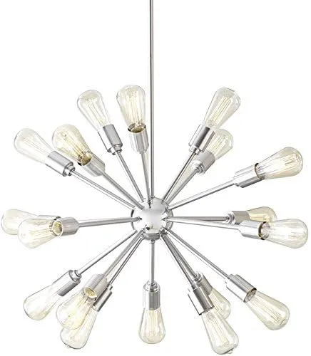 Grayford 18-Light Starburst Brushed Nickel Linear Chandelier Sputnik Ceiling Lamp Art Deco