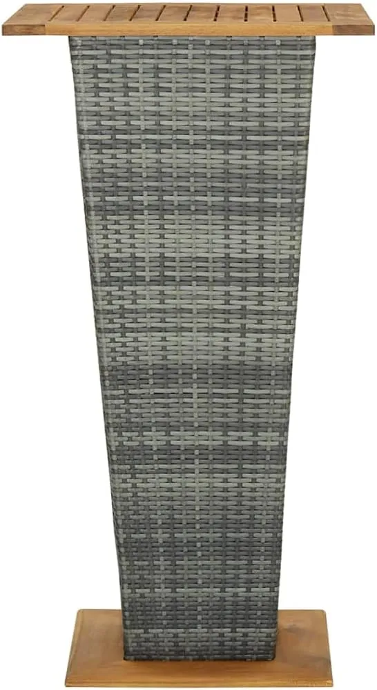 Grey PE Rattan Bar Table: Medium, Outdoor Furniture Side Table for Camping, Dining, Living, Balcony, Durable Square Table- 188 Characters