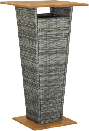 Grey PE Rattan Bar Table: Medium, Outdoor Furniture Side Table for Camping, Dining, Living, Balcony, Durable Square Table- 188 Characters