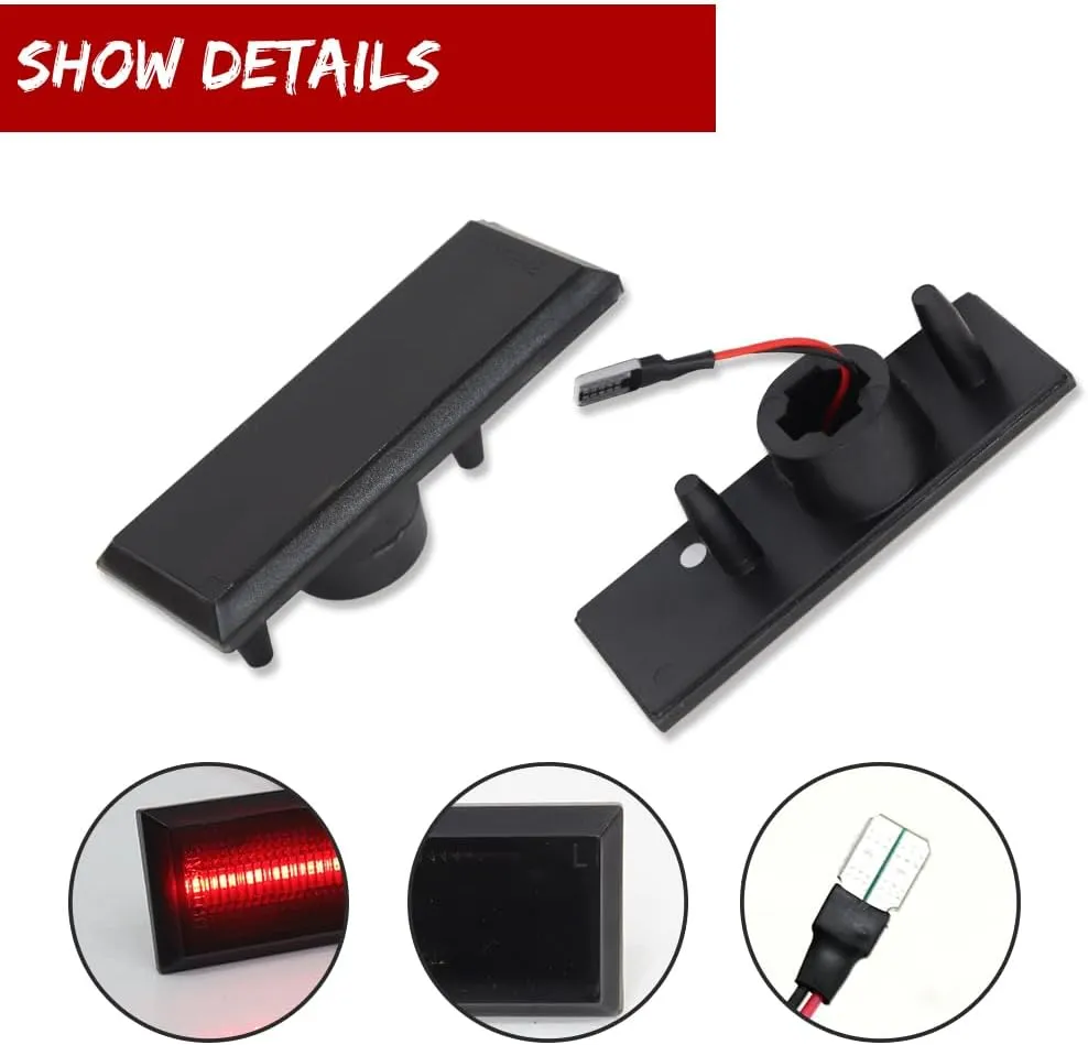 GTINTHEBOX for 1981-1988 Oldsmobile Cutlass 442 Front Amber & Rear Red LED Side Marker Light Fender Lamp, 4pcs