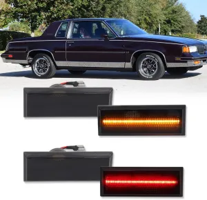 GTINTHEBOX for 1981-1988 Oldsmobile Cutlass 442 Front Amber & Rear Red LED Side Marker Light Fender Lamp, 4pcs