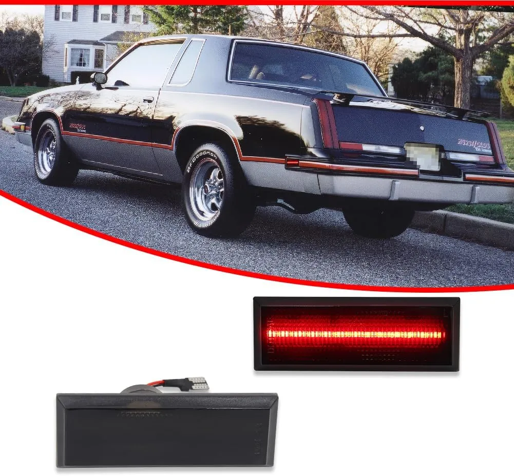 GTINTHEBOX for 1981-1988 Oldsmobile Cutlass 442 Front Amber & Rear Red LED Side Marker Light Fender Lamp, 4pcs
