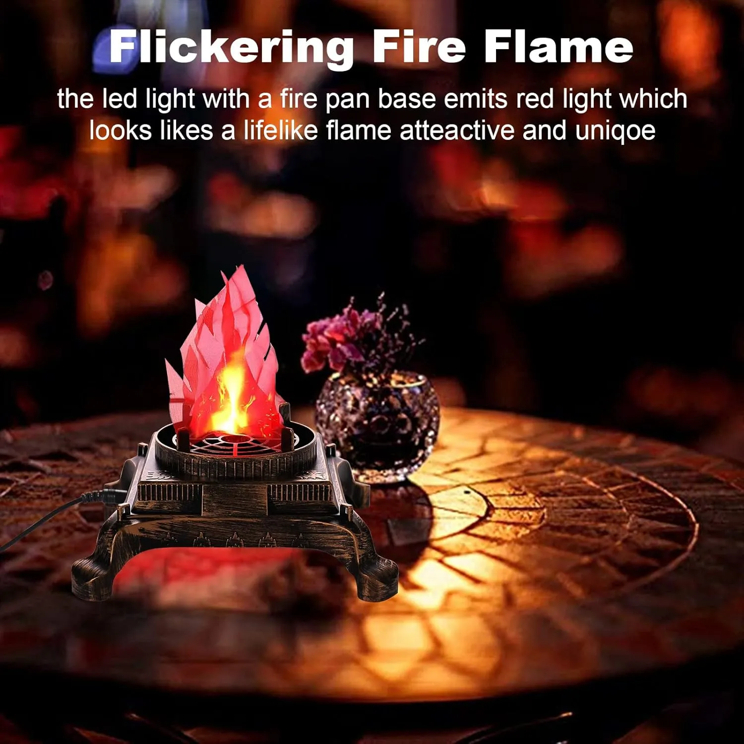 GULI Halloween 3W Prop LED Fake Fire Flame Effect Lamp Torch Night Light Artificial 3D Campfire Lamp for Christmas Festival Event Party Club Decor(6inches-Stand Led Flame Light)