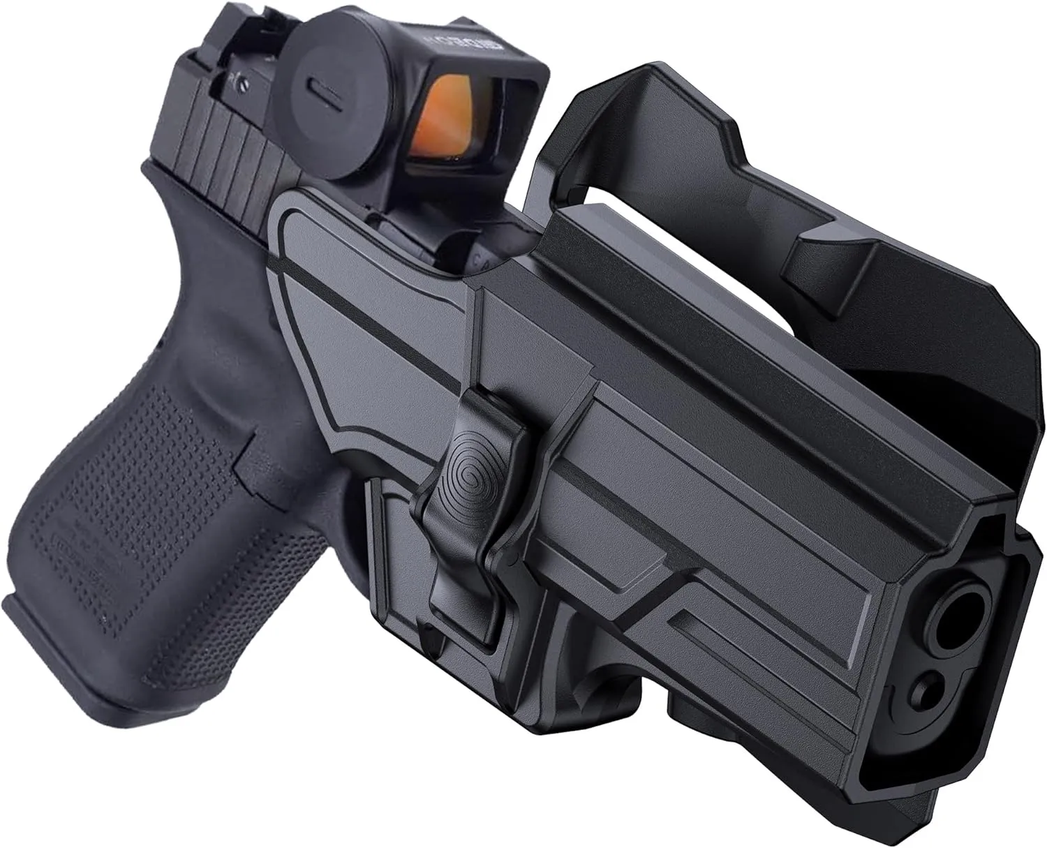 Gun Holster for Glock 17 Gen 5, OWB Holster for Glock 17 22 31 Gen 1-4, Polymer Tactical Open Carry Outside Waistband Pants Belt Holster with 360° Adjustable Molle Belt, Level Ⅱ Holsters, Right-Handed
