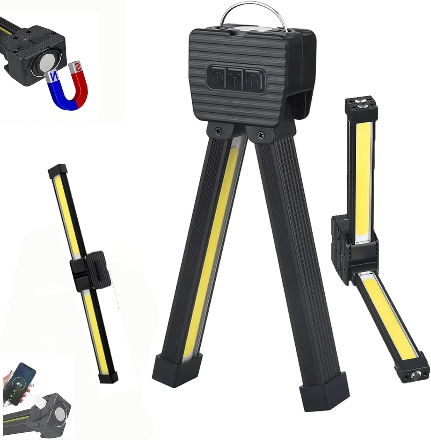 Gym Lamp for Posing,Posing Lamp,Gym Lamps 180 Degree Folding,Portable Magnet LED Flashlight with Hanging Hook,7th Gear Dimming, USB Rechargeable Worklight,Power Bank Camping Light