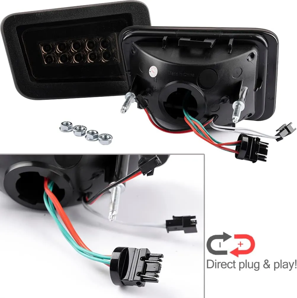 H2 LED Brake Turn Signal Lights Assembly for 2005 2006 2007 2008 2009 Hummer H2 Smoked Lens Rear Bumper Reflector LED Tail TailLights Braking Stop DRL Daytime Running Parking Lamps 15100039 15100038