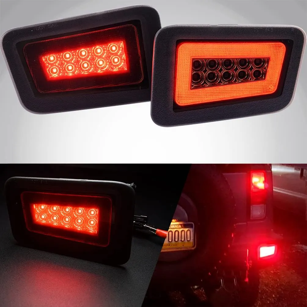 H2 LED Brake Turn Signal Lights Assembly for 2005 2006 2007 2008 2009 Hummer H2 Smoked Lens Rear Bumper Reflector LED Tail TailLights Braking Stop DRL Daytime Running Parking Lamps 15100039 15100038