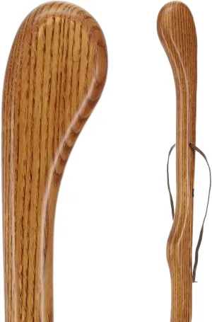Hand-Carved Brown Ash Walking Stick – 49" Solid Ash Wood Cane with River Bend Design for Men and Women – Includes Wrist Strap and 25mm Rubber Tip