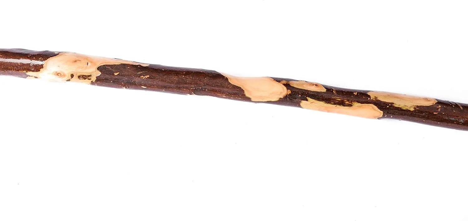 Handcrafted Nature Wood Hiking Stick 55 Inches Long - with Hand Strap and Rubber Tip Cover - Transparent Waterproof Painting Coating