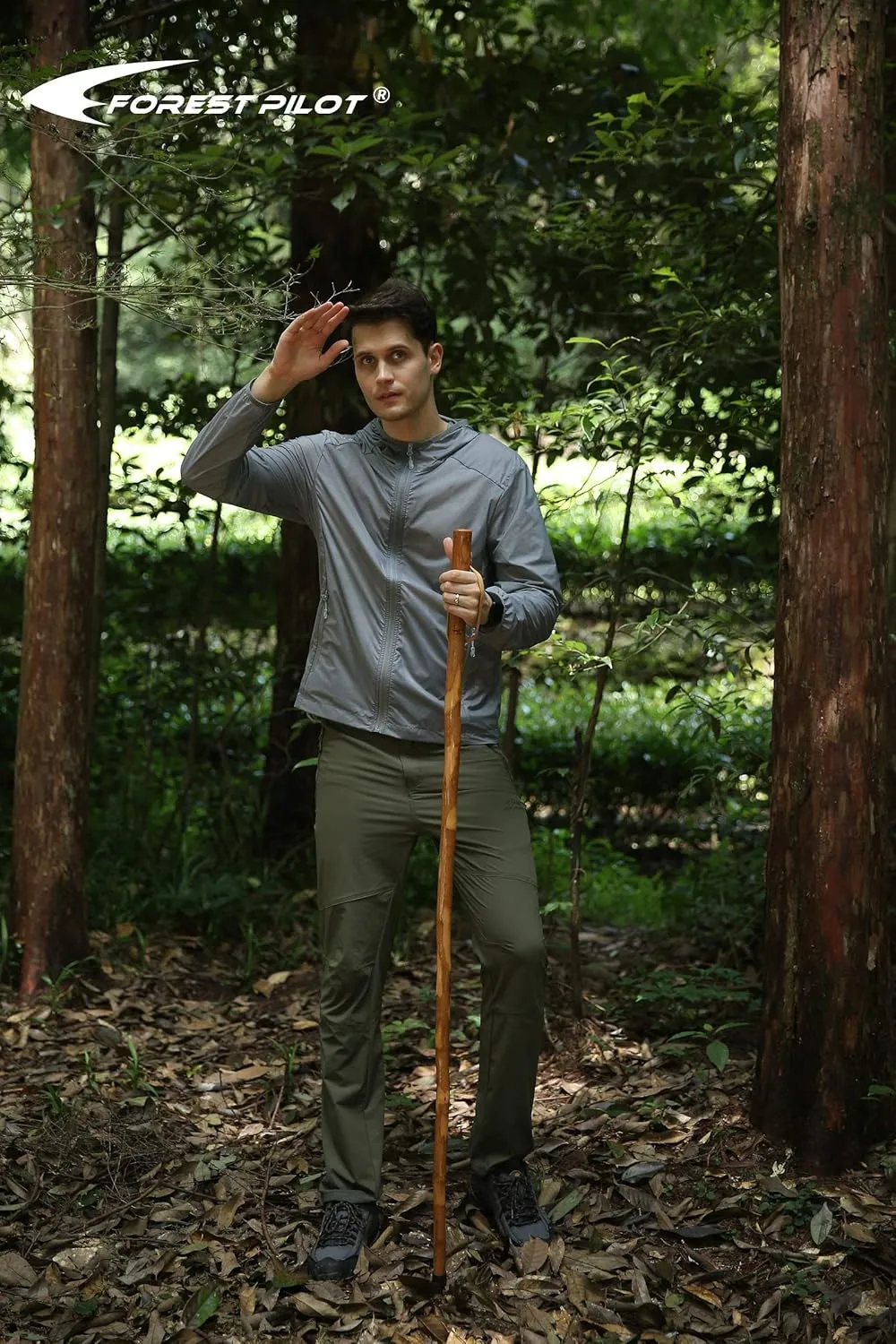 Handcrafted Nature Wood Hiking Stick 55 Inches Long - with Hand Strap and Rubber Tip Cover - Transparent Waterproof Painting Coating