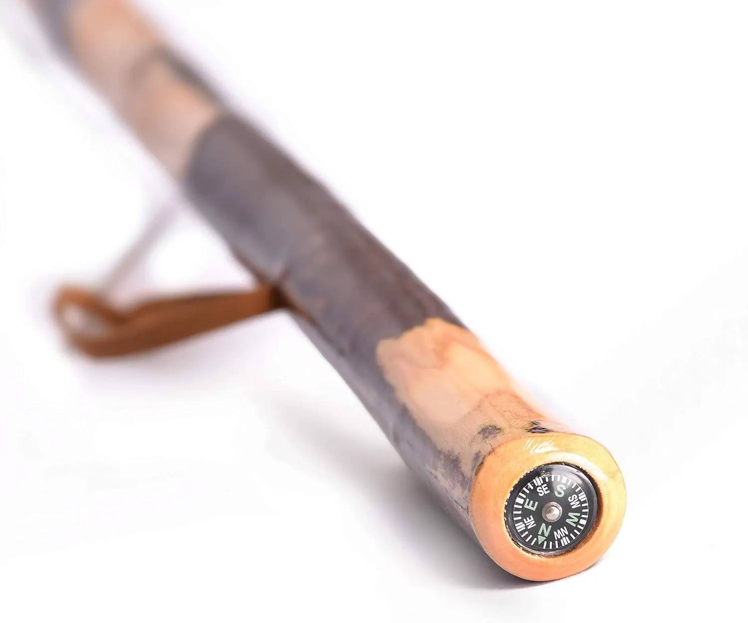 Handcrafted Nature Wood Hiking Stick 55 Inches Long - with Hand Strap and Rubber Tip Cover - Transparent Waterproof Painting Coating