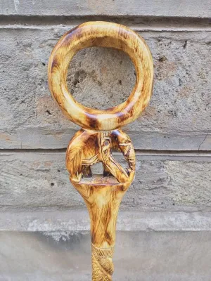 Handcrafted Wooden Walking Stick/Authentic Tribal Hiking Staff/Wooden Walking Cane/Unique Walking Cane Gift