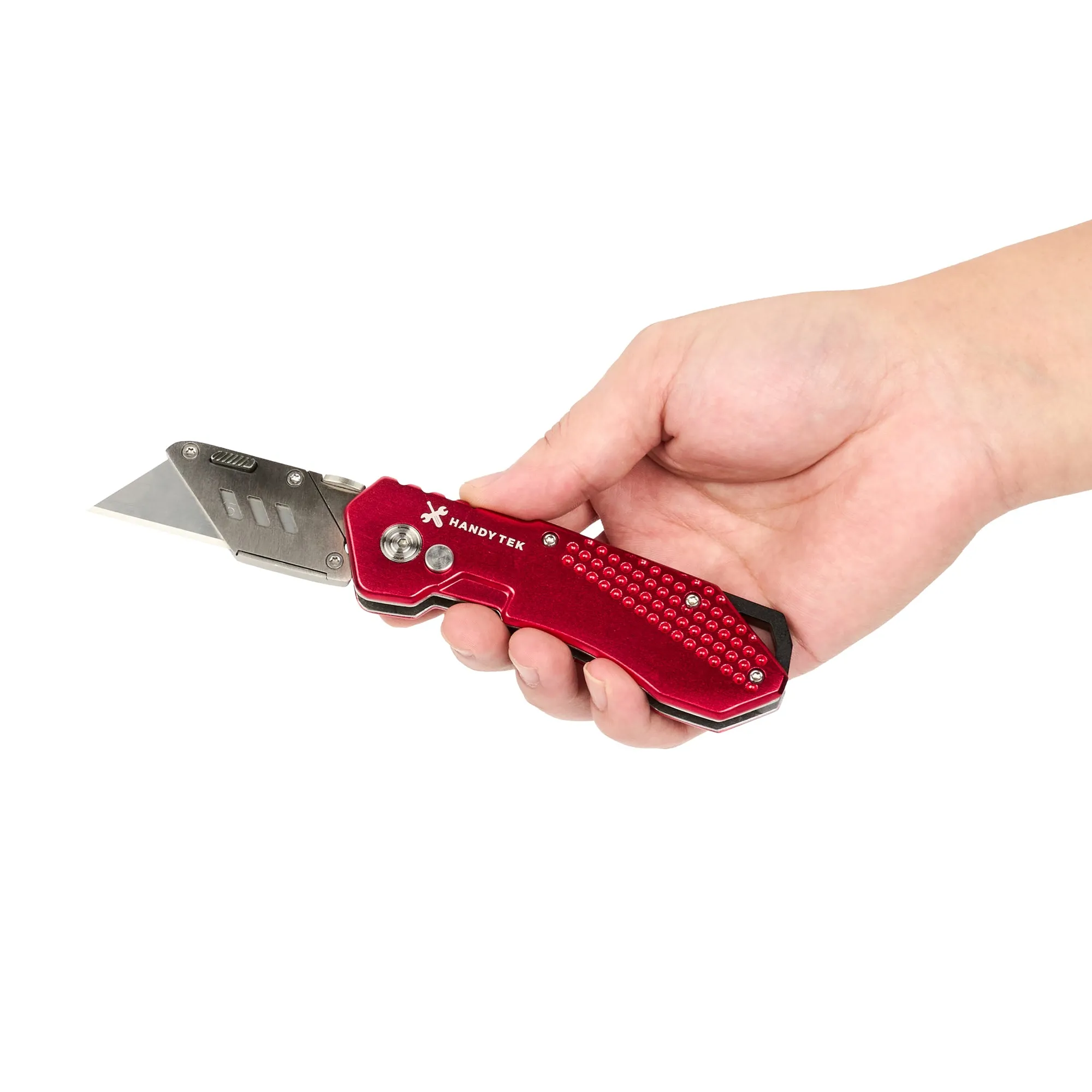 Handy Tek Red Folding Utility Knife - Quick Change, Lock Back, Heavy Duty - 6 3/4" - 1 count box