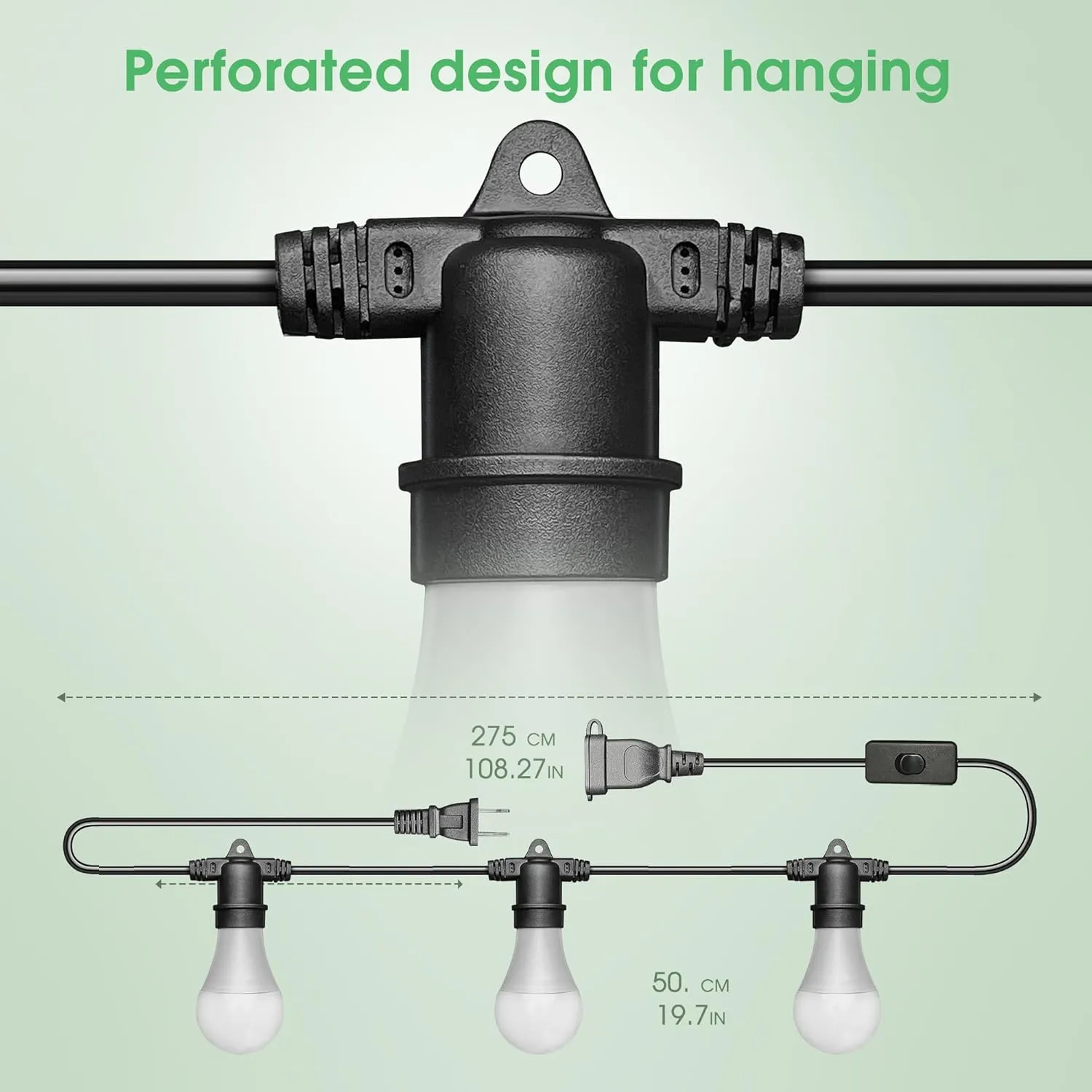 Hanging Grow Light 5000K, Briignite 3 Grow Light Bulbs with 8.86ft Power Cord, Replaceable Bulbs E26 Base, Linkable Hanging Plant Light, LED Full Spectrum Grow Lights for Indoor Plants 300W Equivalent